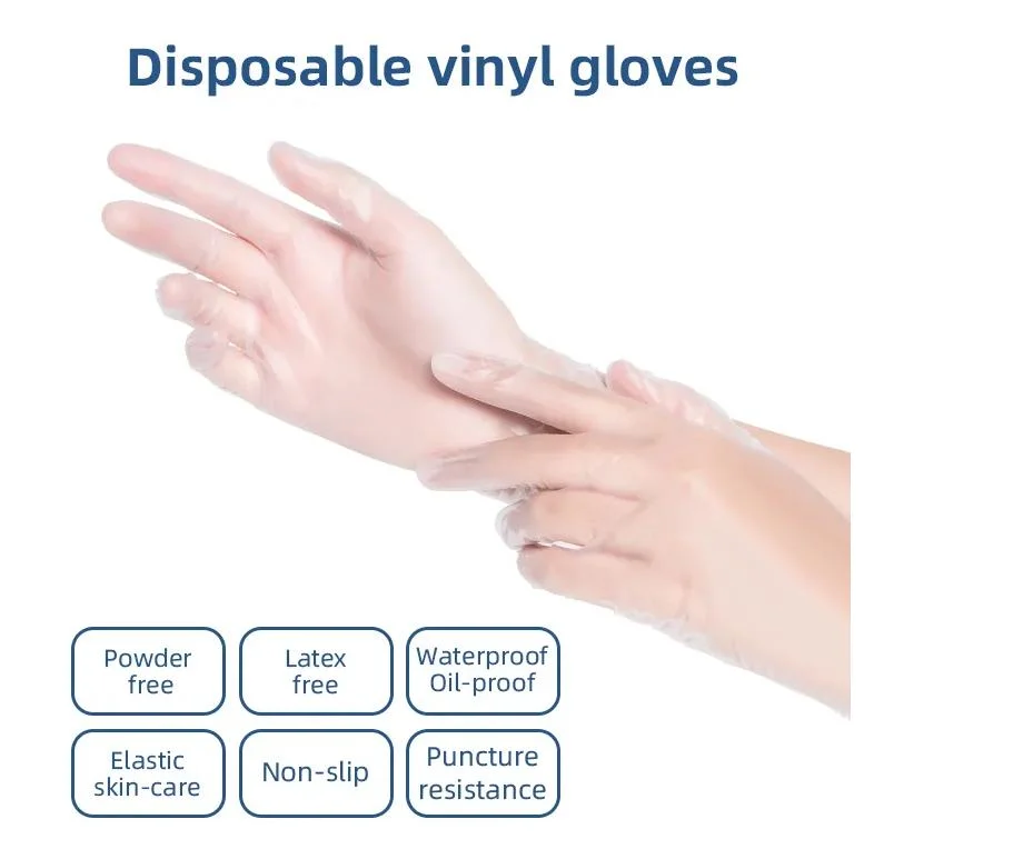 Wholesale Transparent PVC Gloves Medical Food Grade Waterproof Household Examination Clear Vinyl Powder Free Gloves Disposable